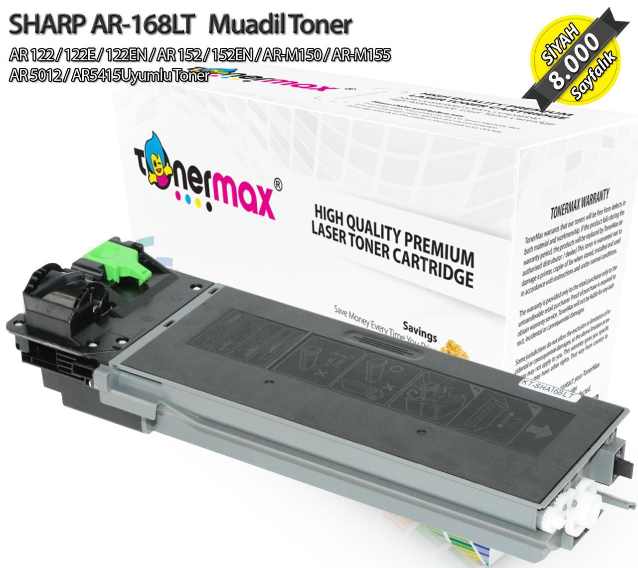 Sharp AR168LT  / AR121 / AR122 / AR152 / AR153 / AR5012 / AR5415 / ARM150 / ARM155 Çipli Muadil Toneri