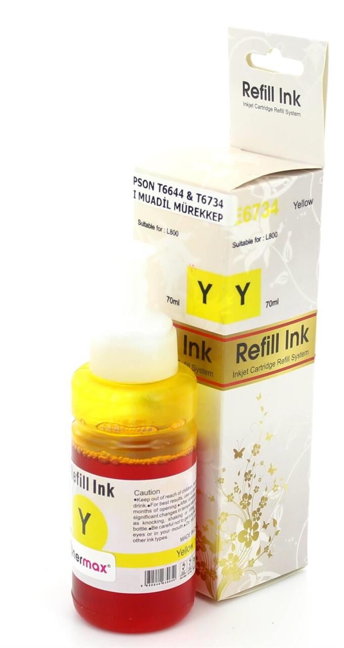 Epson T6734 Sarı Muadil Mürekkep Tüpü 70ml / L800 / L805 / L810 / L850 / L1300 / L1800