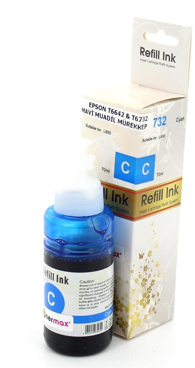 Epson T6732 Mavi Muadil Mürekkep Tüpü 70ml / L800 / L805 / L810 / L850 / L1300 / L1800