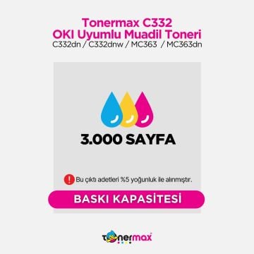 Oki C332 / MC363 Kırmızı Muadil Toneri