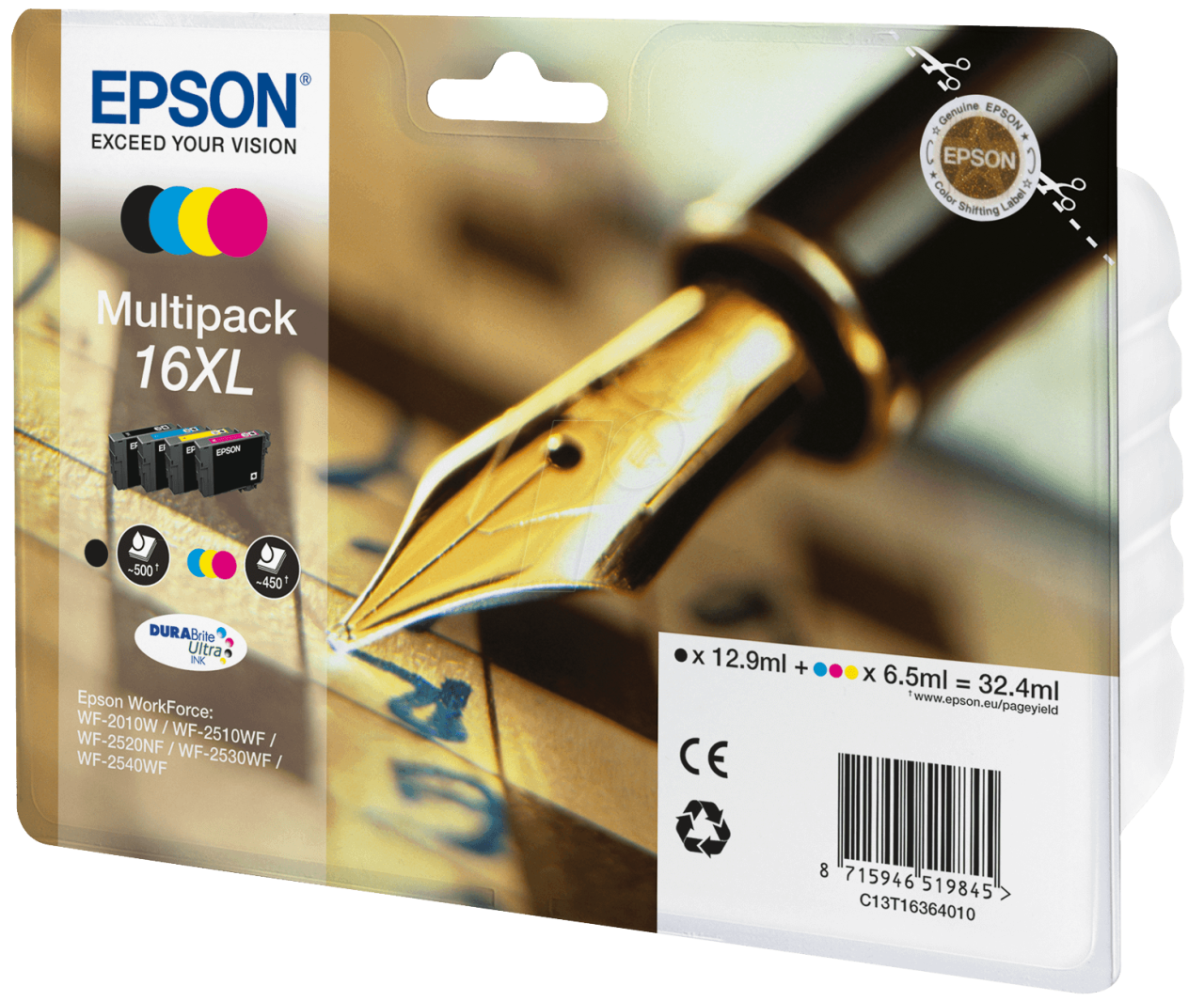 Epson 16XL / 1636 /WF2010W /WF2510 /WF2520NF /WF2530 /WF2540 /WF2630 /WF2650 /WF2660 /WF2750 1Set CMYK Orjinal Kartuş