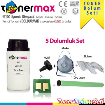HP CE255X / M525 / M521 / P3015 Toner Dolum Seti ( 5 Dolumluk )