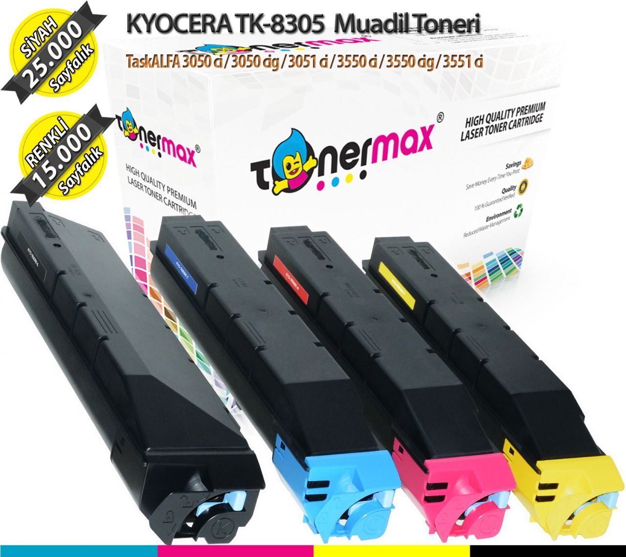Kyocera TK-8305 Set Muadil Toner/ Taskalfa 3551ci / 3550ci / 3051ci / 3050ci