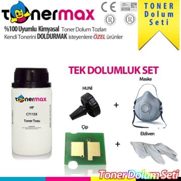 HP C7115X / 3310 / 3300 / 1220 / 3380 / 3320 / 3080 / 1200 / 1005 / 1000 Toner Dolum Seti ( 1 Dolumluk )