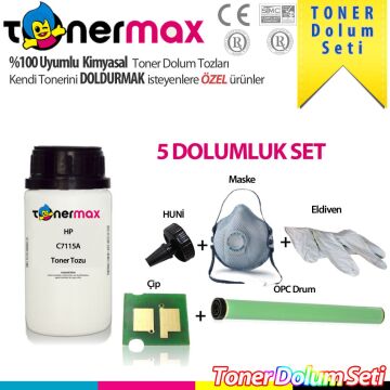 HP C7115A / 3310 / 3300 / 1220 / 3380 / 3320 / 3080 / 1200 / 1005 / 1000 Toner Dolum Seti ( 5 Dolumluk )