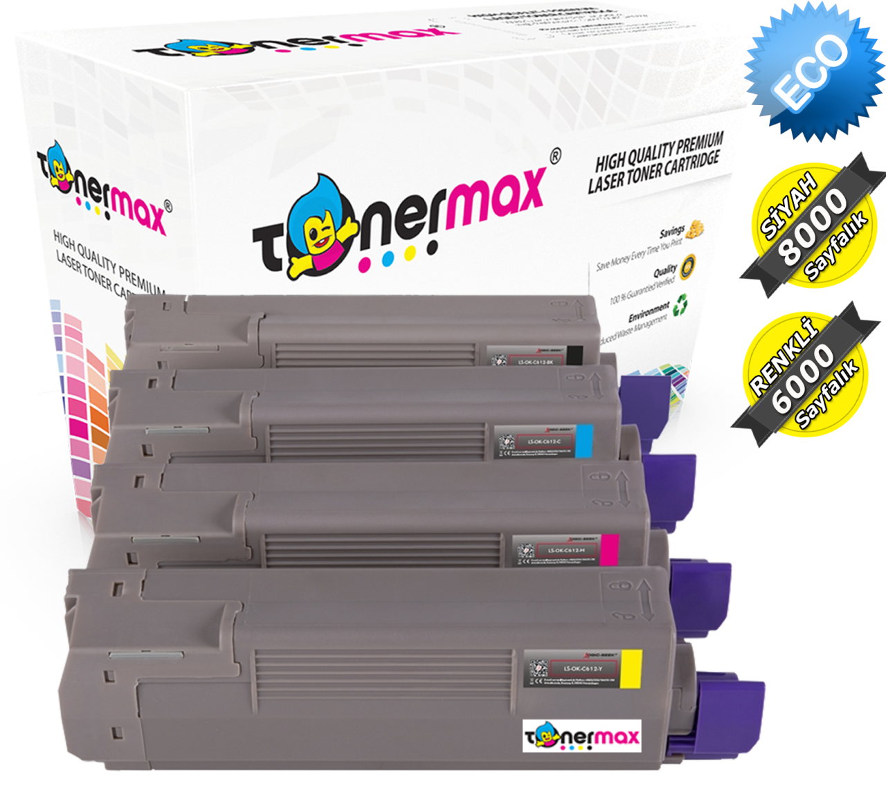 Oki C612 / C612n / C612dn Muadil Toner Set