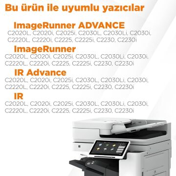 Canon imageRUNNER Advance C2030L Muadil Toner Seti  / İRC2025 / Siyah - Mavi - Sarı - Kırmızı