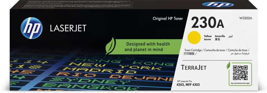 Hp 230A W2302A Orjinal Toner Sarı / Hp Color LaserJet Pro 4203dn / 4203dw / 4303dw / 4303fdn / 4303fdw
