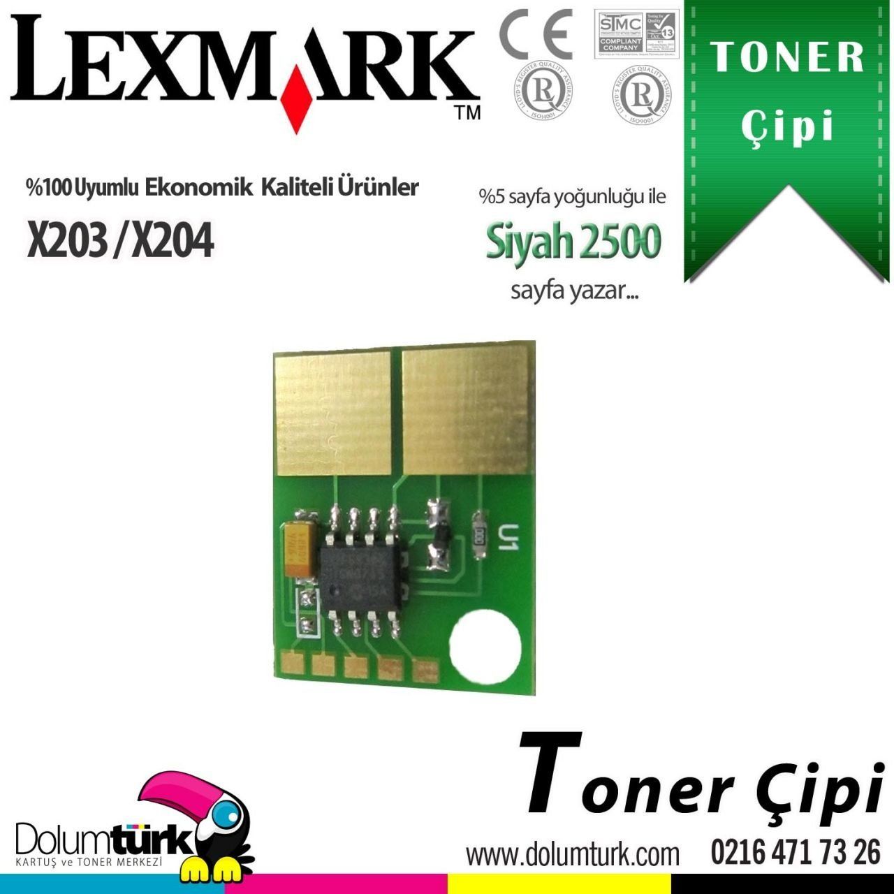 Lexmark X203H22G / X203 / X203n / X204 / X204N Toner Çipi