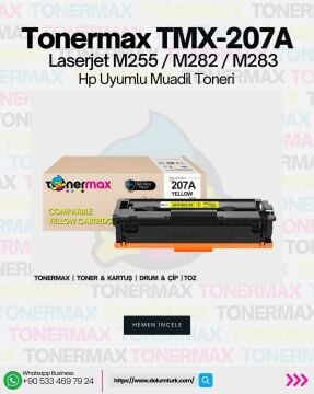 Hp 207A W2212A Sarı Muadil Toner - Çipsiz/ Laserjet M255 / M282 / M283