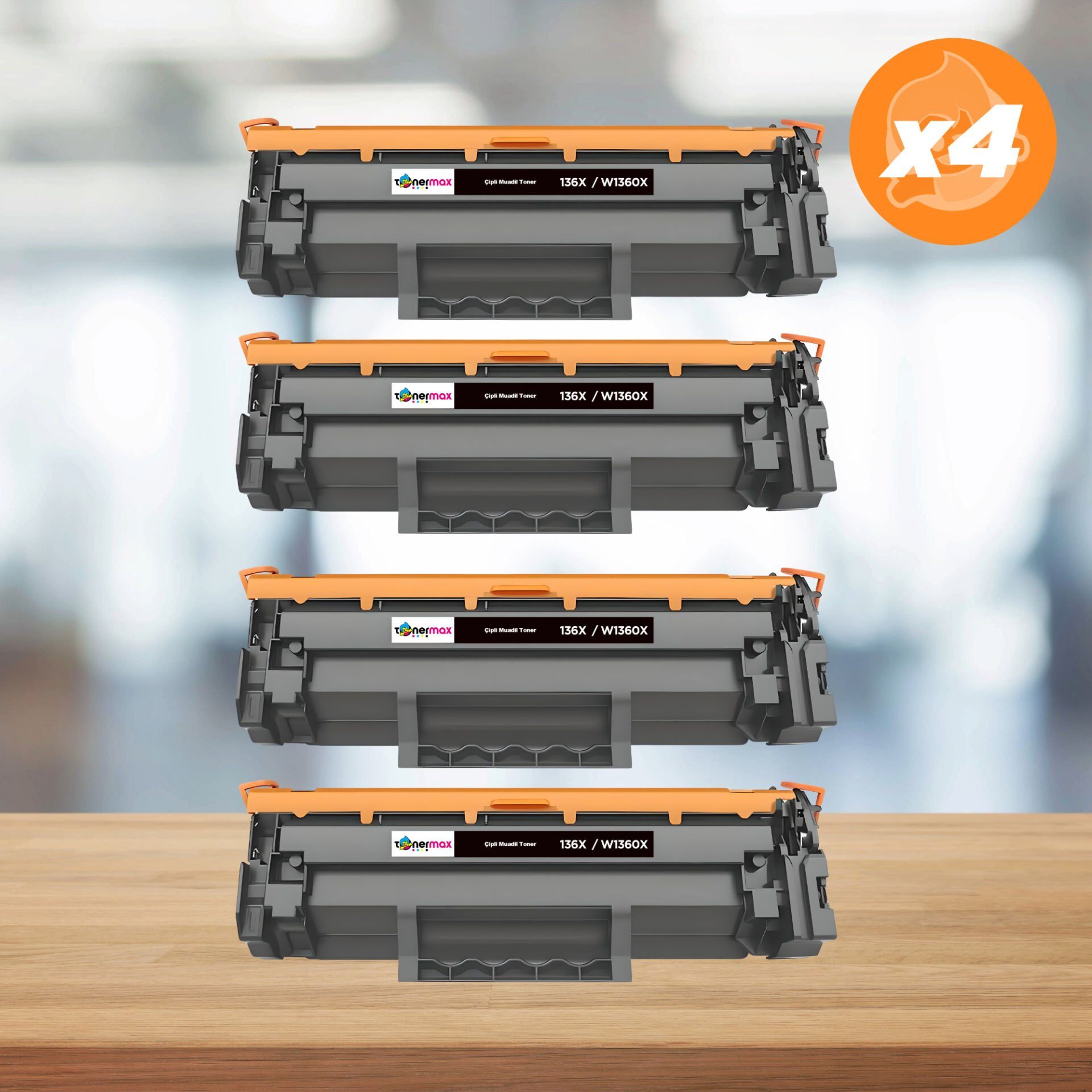 Hp 136X-W1360X Muadil Toner - Çipli 4'lü Paket / M211 / M236 Yüksek Kapasite