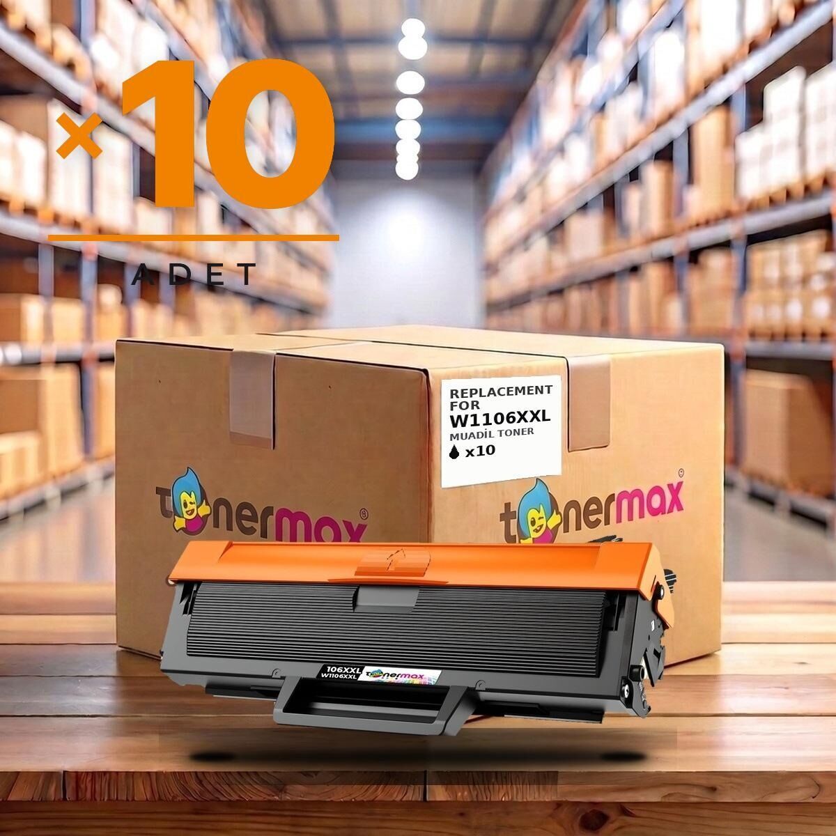 TonerMAX HP 106XXL W1106XXL muadil toner 10'lu paket - HP Laser 107a, 107w, MFP 135w uyumlu