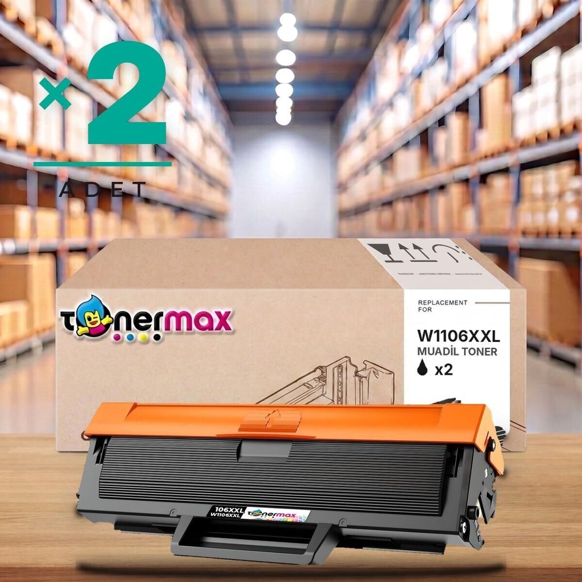 TonerMAX HP 106XXL W1106XXL muadil toner 2'li paket - HP Laser 107a, 107w, MFP 135w uyumlu