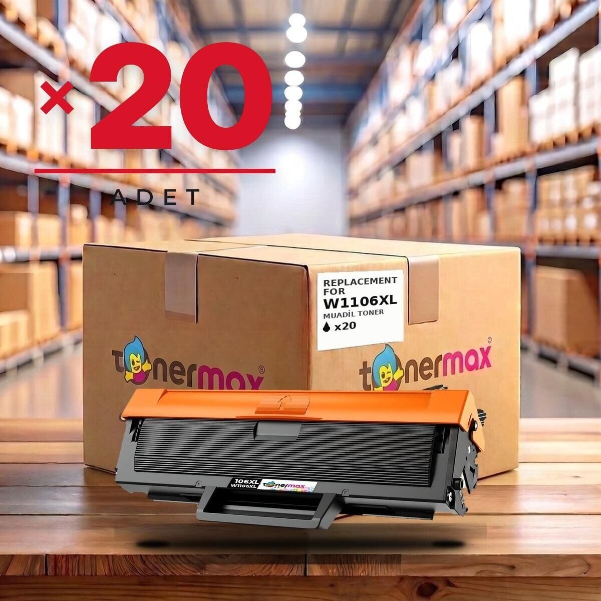 TonerMAX HP 106XL W1106XL muadil toner 20'li koli - HP Laser 107a, 107w, MFP 135w uyumlu