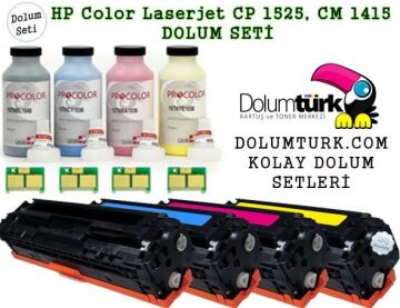 HP 128A Dolum Seti ,HP CE320A / CE321A / CE322A / CE323A Toner Dolum Seti