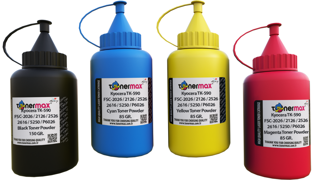 Kyocera TK-590 Set CMYK Toner Tozu / FSC5250 / FSC2626 / FSC2526 / FSC2126 / FSC2016 / P6026 / M6526 / M6026