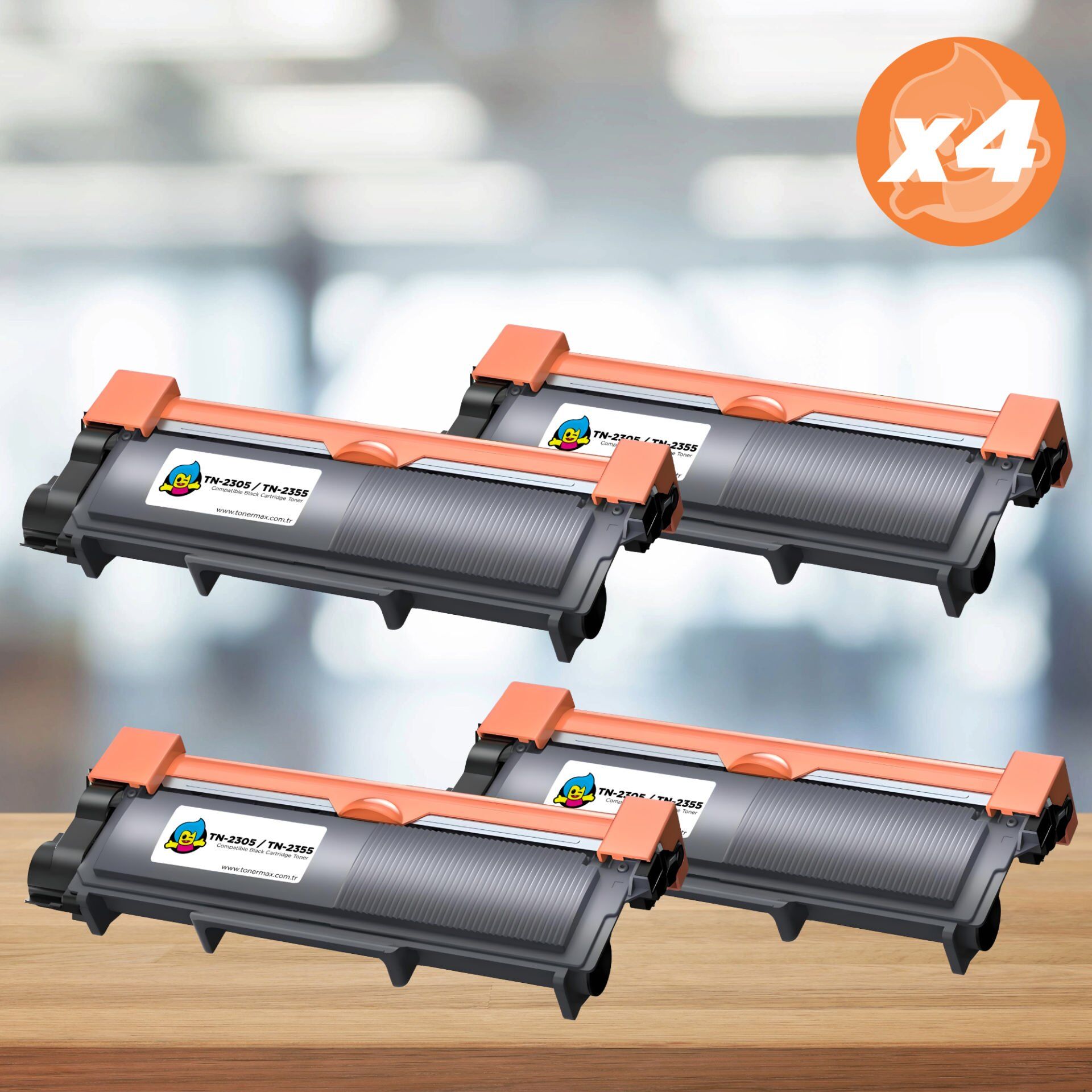 Brother TN-2355 Muadil Toner 4 'lÜ Avantaj Paket / DCP-L2500 / L2520 /L2540 / HL-L2300 / L2340 / L2360 / L2365 / MFC-L2700 / L2720 / L2740