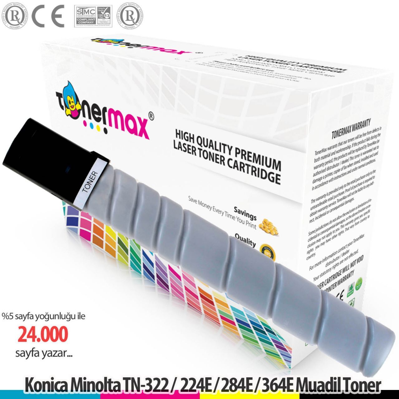 Minolta TN-322 / Bizhub 224E / 284E / 364E Muadil Toner