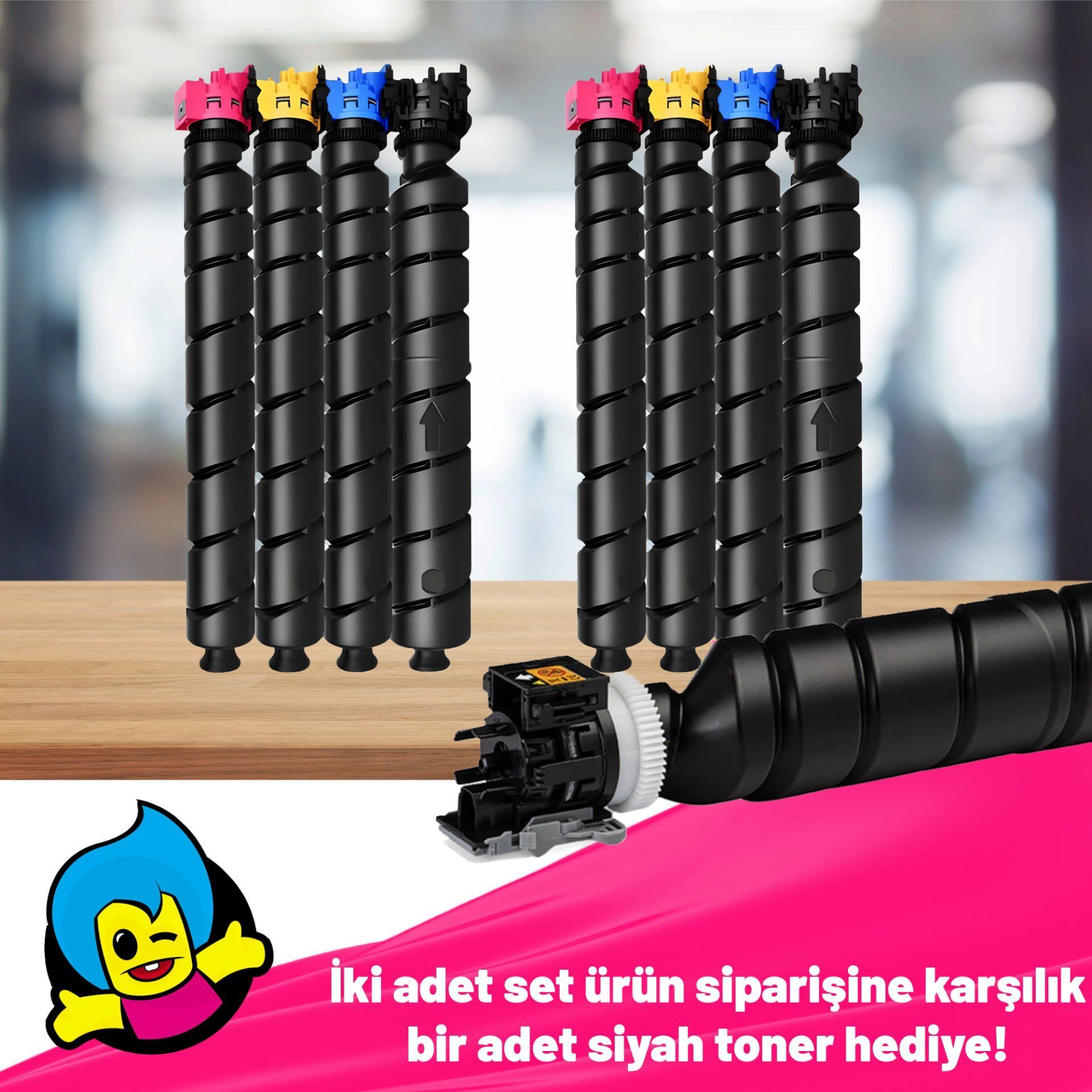 Kyocera TK-8525 Muadil Toner Set  2'li Avantaj Paket + 1 Siyah Hediye /TASKalfa 4052ci/ 4053ci