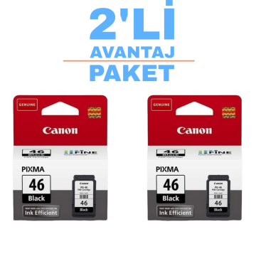 Canon PG-46 Siyah Kartuş 2'li Avantaj Paket Pixma E404/E414/E464/E484