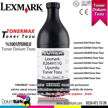 Lexmark X264H11G / X262 / X264dn / X264DN / X364dw / X364dn Toner Tozu Lexmark X264H11G / X264 / X364 / X464 270GR. Toner Tozu