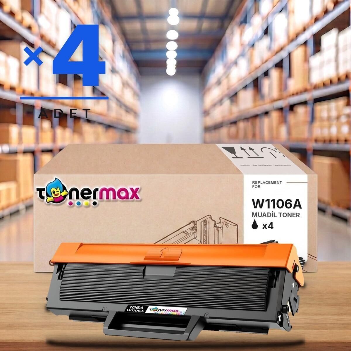 TonerMAX HP 106A W1106A muadil toner 4'lü paket - HP Laser 107a, 107w, MFP 135w uyumlu