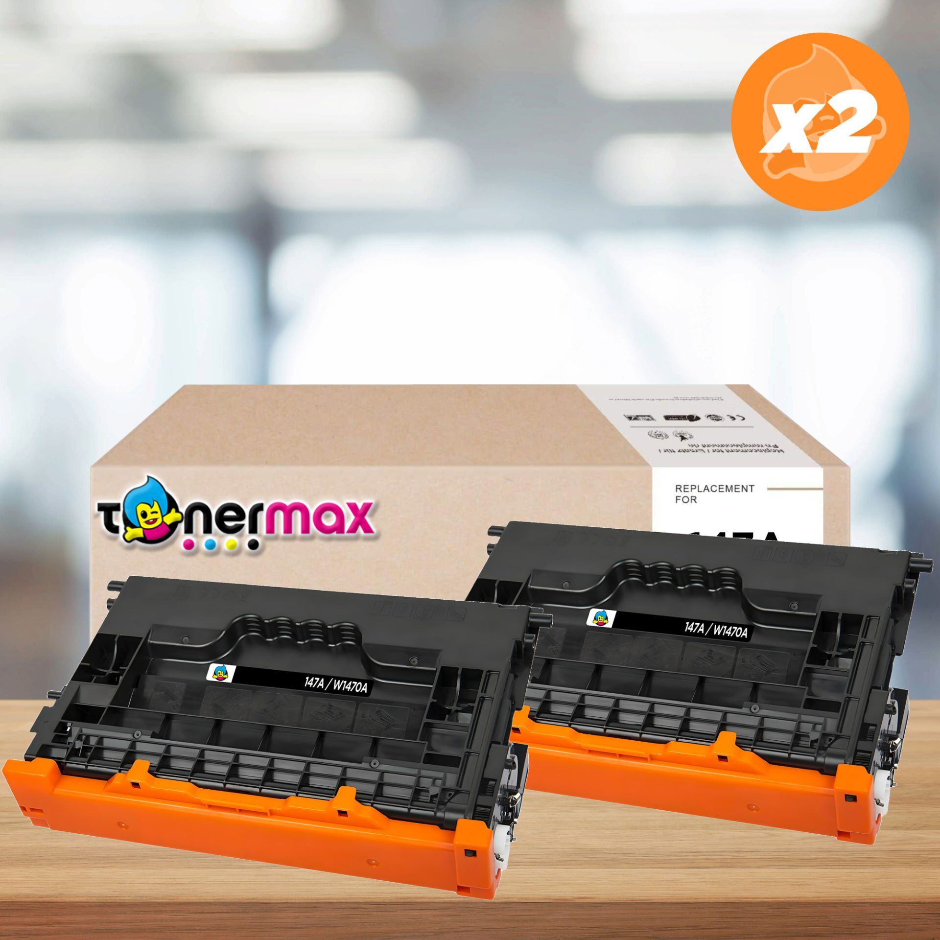 Hp 147X W1470X Muadil Toner - Çipsiz 2'li Paket / LaserJet Enterprise Flow MFP M634 / M635 / M636 / M610 / M611 / M612 / M634 / M635 / M636
