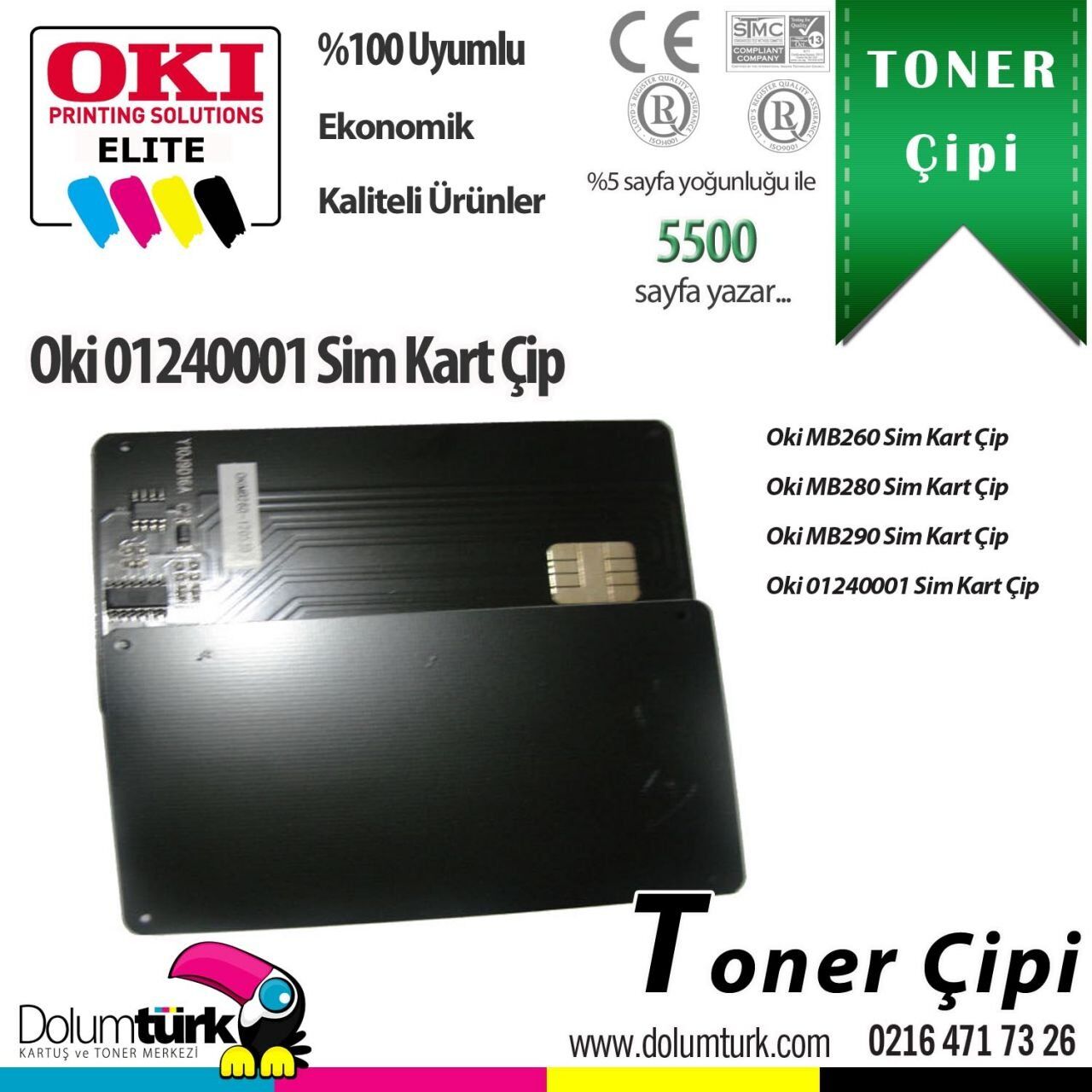 Oki MB260 / MB280 / MB290 01240001 Sim Kart Çipi