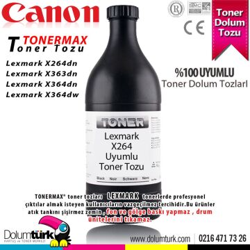 Lexmark X262 / X264dn / X264 DN / X363dn / X363 DN / X364dn / X364 DN / X364dw / X364 DW Ekonomik Toner Dolum Tozu Lexmark X264 Ekonomik Toner Tozu 500GR.