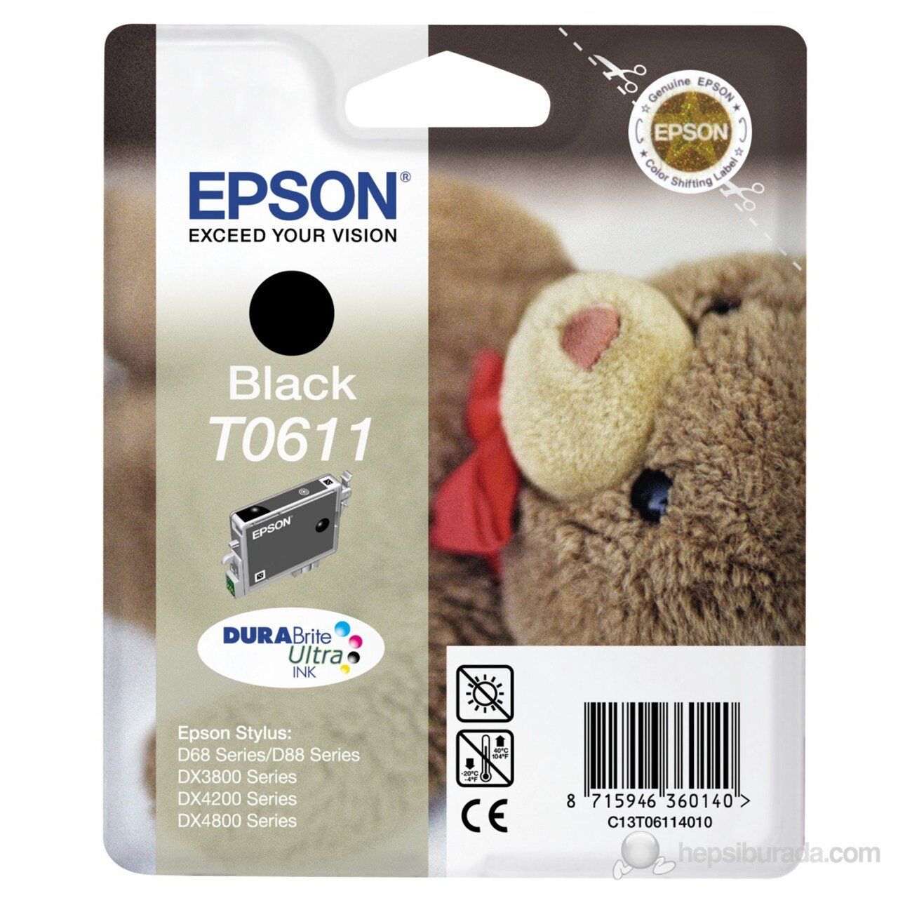 Epson T0611 / D68 / D88 / D3850 / D4200 / DX3800 / DX3850 / DX4200 / DX4250 / DX4800 / DX4850 Siyeh Orjinal Kartuş