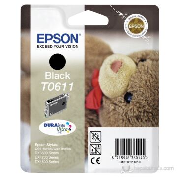Epson T0611 / D68 / D88 / D3850 / D4200 / DX3800 / DX3850 / DX4200 / DX4250 / DX4800 / DX4850 Siyeh Orjinal Kartuş