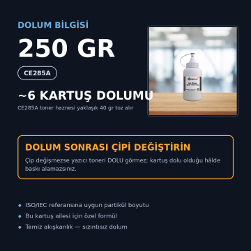 Hp CE285A Toner Tozu  250GR. / P1102 / M1212 / M1132 ( Muadil Tonerler İçin )