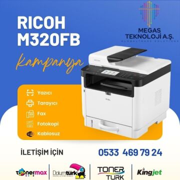 Ri̇coh M320FB Tarayıcı Fotokopi̇ Faks MFP A4 Mono Lazer Yazıcı
