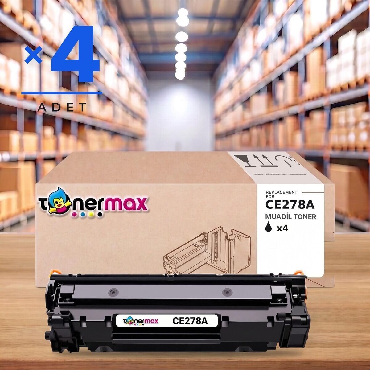 HP CE278A muadil toner 4'lü paket — LaserJet Pro P1566, P1606dn, M1536dnf uyumlu