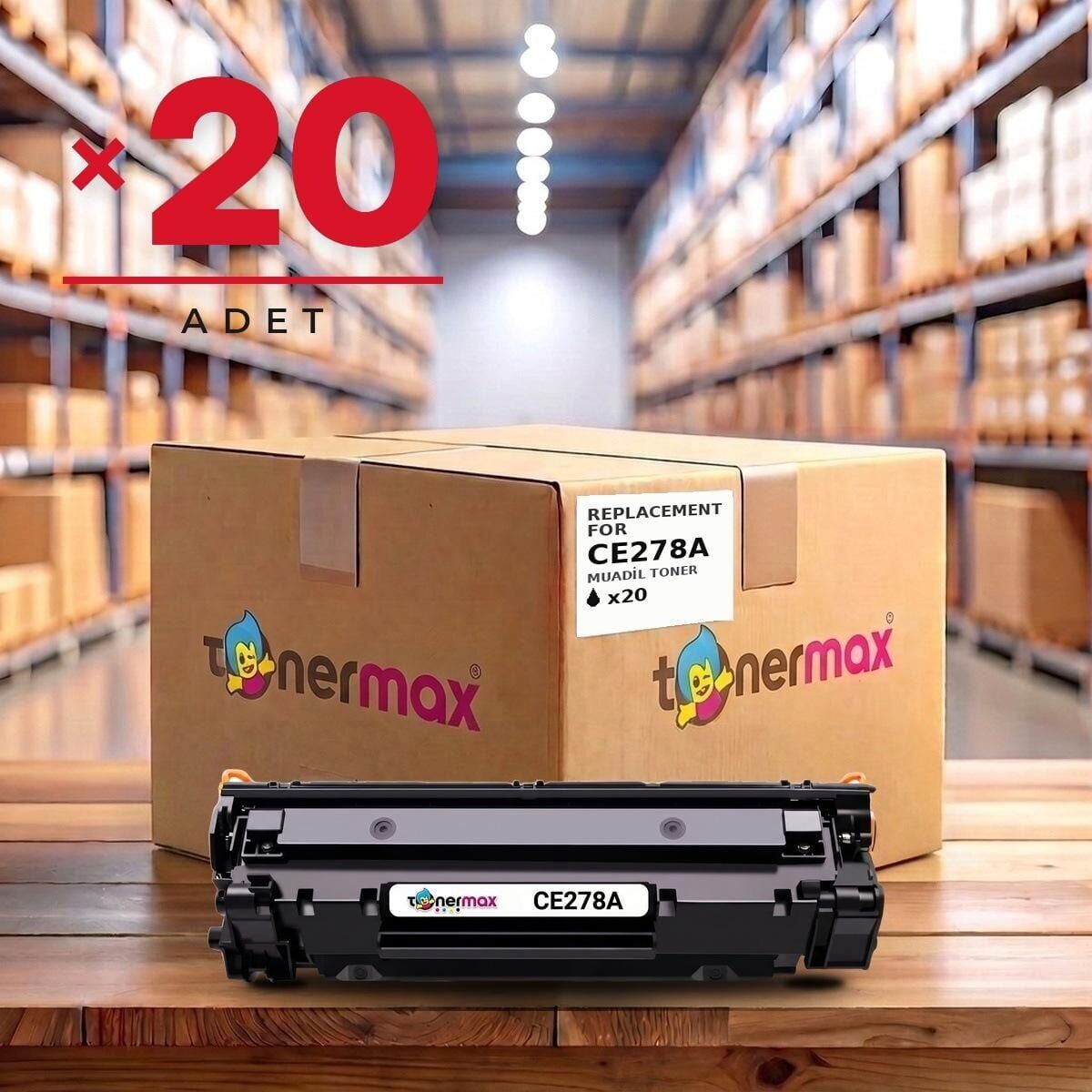 HP CE278A muadil toner 20'li koli — LaserJet Pro P1566, P1606dn, M1536dnf uyumlu