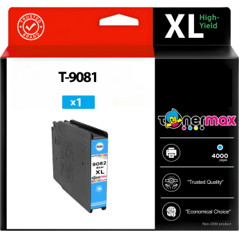 Epson T-9081 - T-9082 - T-9083 - T-9084 Siyah - Mavi - Sarı - Kırmızı Muadil Kartuş Seti - Yüksek Kapasiteli / Epson WorkForce Pro WF-6090DTWC/WF-6090D2TWC/WF-6590DWF/WF-6590DTWFC/WF-6590D2TWFC